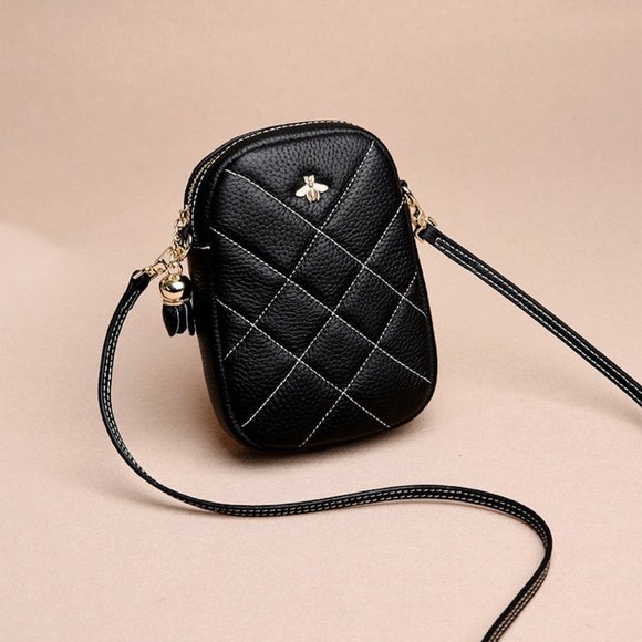 Genuine leather quilted crossbody purse - Picture 7 of 13